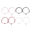 8Pcs 8 Style Heart & Skeleton Key Alloy Enamel Braided Bead Bracelets Set BJEW-JB09771-S-1