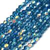 Electroplate Transparent Glass Beads Strands EGLA-K015-18O-1