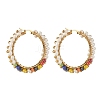 Glass Beads Braided Big Hoop Earrings EJEW-JE04848-05-1
