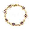 Oval Brass Micro Pave Cubic Zirconia Link Chain Bracelets for Women BJEW-D387-04G-6