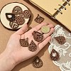 12Pcs 6 Styles Walnut Wood Laser Cut Pendants WOOD-YW0001-61-3