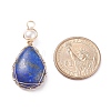 Natural Lapis Lazuli Copper Wire Wrapped Pendants PALLOY-JF01398-01-2