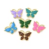 Rack Plating Brass Enamel Butterfly Connector Charms KK-A234-026G-1