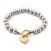 304 Stainless Steel Beaded Stretch Bracelets for Women BJEW-C089-06GP-4