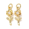 Brass Micro Pave Clear Cubic Zirconia Pendants CU-E003-10G-B-1