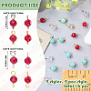 16Pcs 4 Styles Lab Grown Red Corundum Charms with July Birthstone Connector Charms PALLOY-SW00124-2