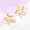 Brass Micro Pave Cubic Zirconia Stud Earrings EJEW-G471-29A-G-3