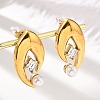 304 Stainless Steel Shell Pearl Stud Earrings EJEW-U051-08G-3