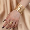 Alloy Hollow Musical Note Wide Cuff Bangle & Ring Sets for Women SJEW-C005-03G-1