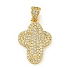 Rack Plating Brass Micro Pave Clear Cubic Zirconia Pendants KK-Z067-03G-02-1