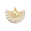 Fan Shaped Rack Plating Brass Micro Pave Cubic Zirconia Pendants X-KK-G512-28B-G-1