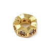 Wave Edge Rondelle Brass with Cubic Zirconia European Beads KK-L236-12G-2