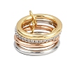 Brass Micro Pave Cubic Zirconia Plain Band Finger Rings for Women RJEW-P160-01G-MC-4