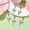 Glass & Round Shell Pearl Bead Angel Pendant Decorations HJEW-JM01813-2