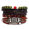 Punk Style Adjustable Cowhide Cord Bracelet Sets WG74349-01-2