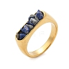 Rectangle Natural Lapis Lazuli Chips Finger Rings RJEW-D303-02G-03-2