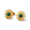 Natural Malachite Sun Stud Earrings EJEW-D075-01A-G-1