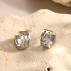 304 Stainless Steel Cubic Zirconia Hoop Earrings for Women SA-CBAF36C-02B-P-1