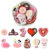 10Pcs 10 Styles Valentine's Day theme Food Grade Eco-Friendly Silicone Focal Beads SIL-YW0001-33-1