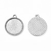 Tibetan Style Alloy Flat Round Pendant Cabochon Settings TIBEP-Q045-068D-AS-RS-2