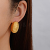 Geometric 304 Stainless Steel Stripe Oval Stud Earrings CQ0547-1
