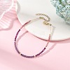 Natural Pearl Rice & Faceted Round Natural Amethyst & Ruby & Rhodonite Beaded Anklets AJEW-AN00837-1