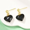 Valentine's Day Heart Brass Enamel Dangle Stud Earrings EJEW-Z164-19G-03-2