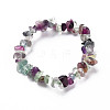 Unisex Chip Natural Fluorite Beaded Stretch Bracelets BJEW-S143-14-2