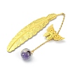 Golden Tone Brass Feather Bookmarks AJEW-WH0020-55G-02-2