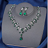Teardrop Alloy Rhinestone Pendant Necklaces & Stud Dangle Earrings Sets FS-WGE9DA1-10-1