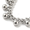 Non-Tarnish 304 Stainless Steel Round Ball Charms Link Chain Anklets LS-AJEW-G054-01P-2