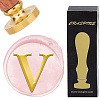Brass Wax Seal Stamp with Wood Handle AJEW-WH0412-0324-1