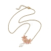 Electroplate Glass Beaded Flower Teardrop Pendant 304 Stainless Steel Cable Chain Necklaces NJEW-MZ00156-02-2