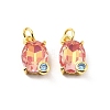 Oval Brass Micro Pave Cubic Zirconia Pendants KK-L237-020G-03-1