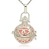 Silver Color Plated Brass Hollow Round Cage Pendants KK-J240-01S-1