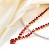 Brass Full Red Cubic Zirconia Heart Pendant Necklaces for Women NJEW-M079-01C-1