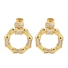 Rack Plating Polygon Brass Micro Pave Clear Cubic Zirconia Stud Earrings EJEW-H016-29G-1