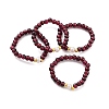 Mozambique Import Natural Garnet Round Beads Stretch Rings RJEW-B065-01-1