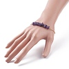 2Pcs 2 Color Natural Amethyst Chip Beaded Link Bracelets Set with 304 Stainless Steel Cable Chains BJEW-JB07914-03-3