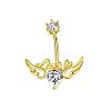 304 Stainless Steel Pave Cubic Zirconia Curved Barbell Belly Rings FS-WG6D7D2-02-1