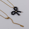 Glass Beaded Bowknot Pendant Necklaces LS-LG8345-2-2