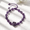 Adjustable Natural Amethyst Beads Braided Bead Bracelets for Women BJEW-L713-A06-2