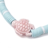 Flat Round Handmade Polymer Clay Heishi Beaded Stretch Bracelets BJEW-JB11711-02-3