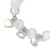 Cat & Bell & Heart Brass Charm Bracelets BJEW-JB10484-02-3
