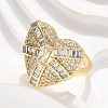 Brass Micro Pave Clear Cubic Zirconia Cuff Rings for Women RJEW-C126-03G-3