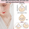 10Pcs Brass Micro Pave Clear Cubic Zirconia and ABS Imitation Pearl Pendants KK-BBC0023-98-2