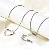 201 Stainless Steel Hollow Heart Pendant Snake Chain Necklaces for Women LS-NJEW-B124-02P-2