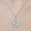201 Stainless Steel Hollow Sun Pendant Necklace NJEW-OY002-13-1