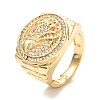Eagle Head Cubic Zirconia Wide Band Ring for Women RJEW-O047-03G-1