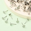 Tarnish Resistant 316 Surgical Stainless Steel Flat Round Blank Peg Stud Earring Settings X-STAS-R073-06-5